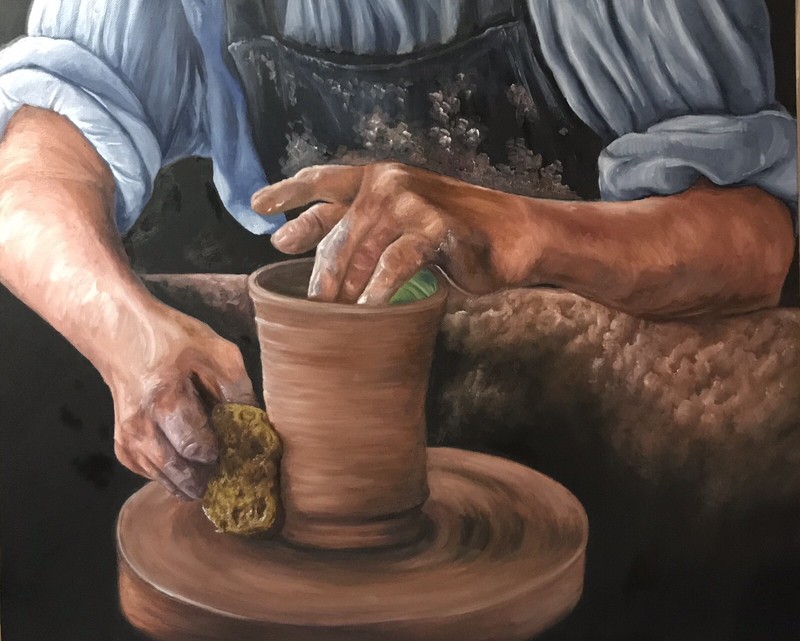 Christian Inspirational oil painting Potter’s Hands Nicolae Art Nicole Smith