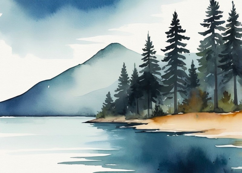 ACEO PNW Water Landscape Tiny Miniature Mini *ART PRINT* Watercolor by Saulite