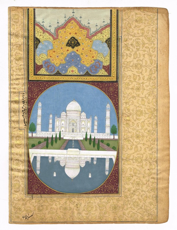 Mughal Miniature Painting Of Taj Mahal Handmade Gouache On Paper 7.5×10 Inches