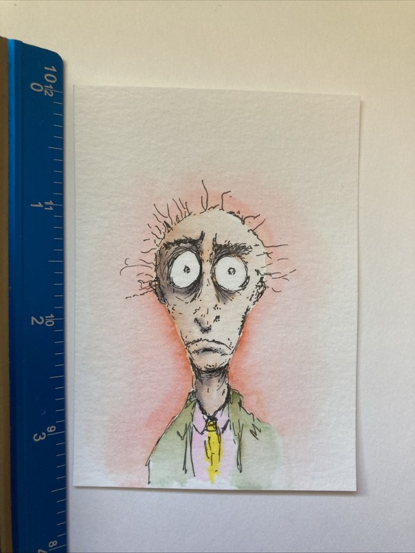 ACEO Original Watercolor Painting Abstract Man ATC Artist Trading Card OOAK gallery