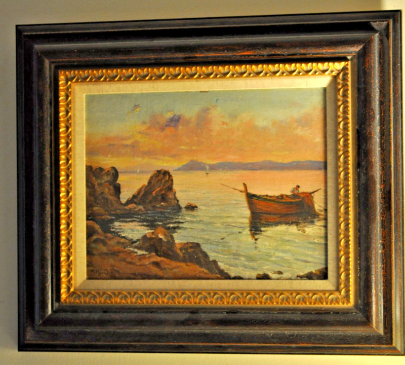 Antique 1940’s French Impressionist Oil Painting on Wood Panel signed F. Pujol