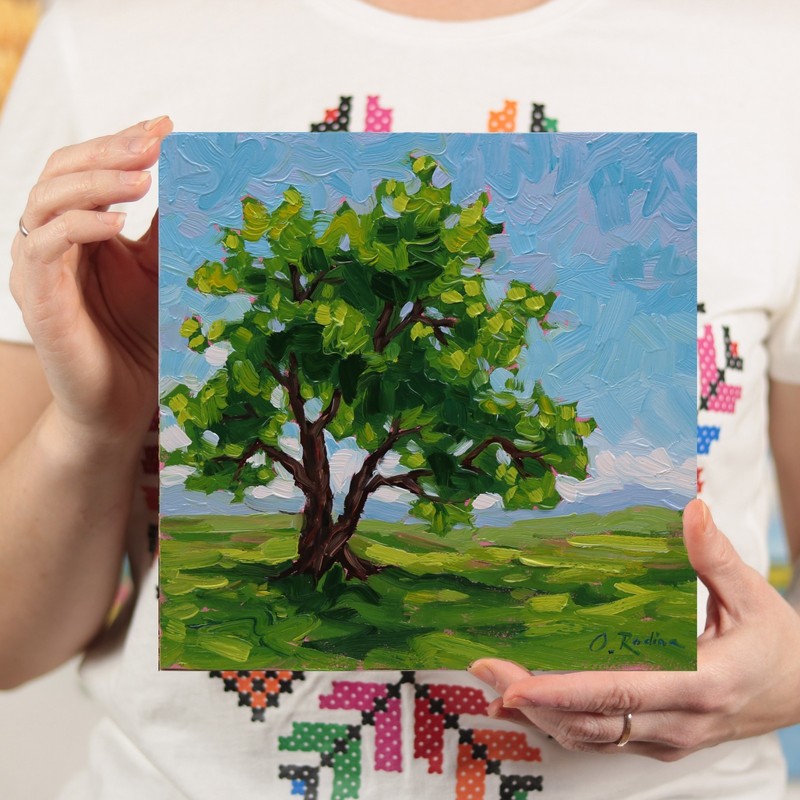 Oak Tree Painting Original Texas Landscape Small Oil Painting Impressionist Art
