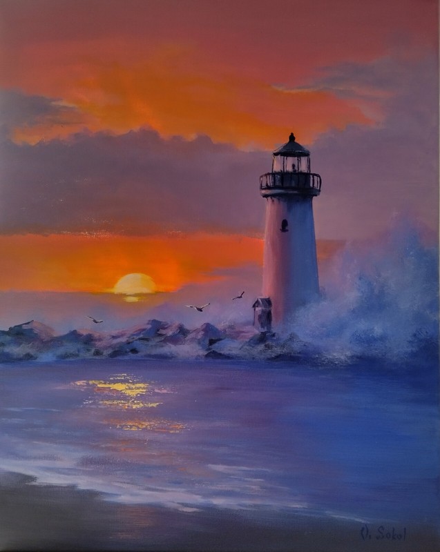 Painting on Canvas. Acrylic. Original Handmade 16×20. Landscape. Sea. Nature