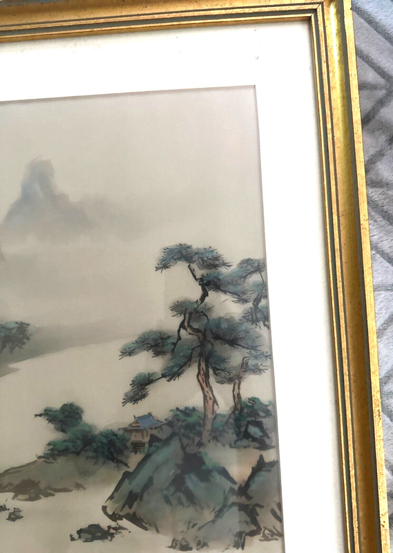Pair Chinese Silk Watercolor Paintings Artist Signed Stamped Qingshuling gallery