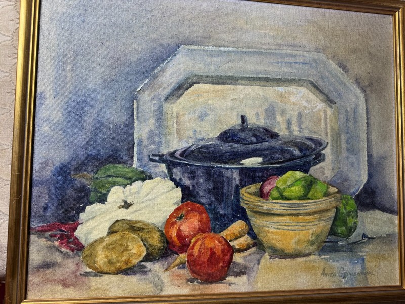 Rare Anita Gronendahl (1941 -1994) "Still Life With Veggies" Oil Painting-Signed gallery