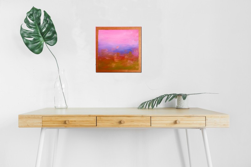 Signed original abstract landscape 8" x 8" DOUCEMENT gallery