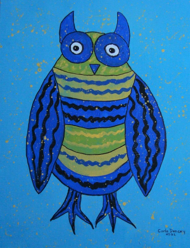 Painting Owl Original Andy Warhol Style Funny Owls Signed Art Set Carla Dancey gallery