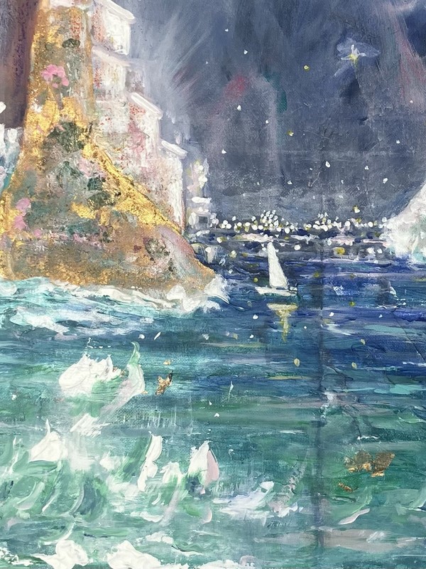 Large Original Seascape Baroque Painting/sailing/at night/Artist Dawn Rogers
