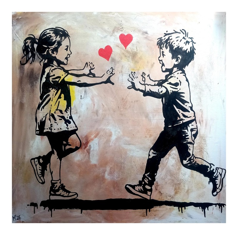 Original street art painting urban art canvas in Banksy style unique hand painted