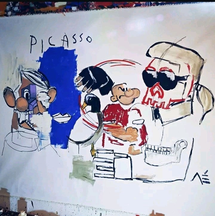 Painting Manuel Mané | "Picasso & Lagerfeld" | Original Unique 1/1 | 150x170cm