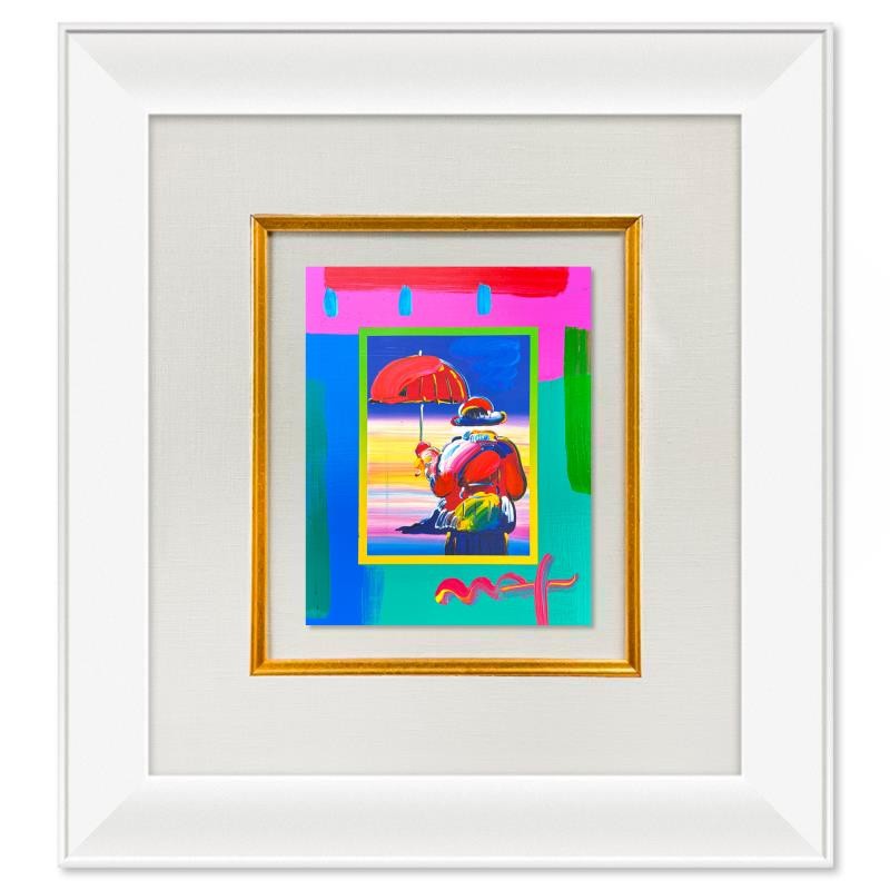 Peter Max «Umbrella Man on Blends» Framed Acrylic Mixed Media Hand Signed