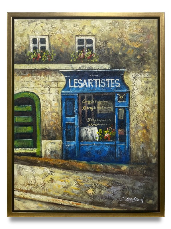 Hungryartist -Original Painting of Street Side on Canvas 12×16 Framed