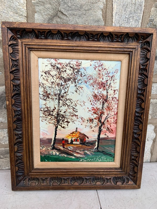 Morris Katz 1969 VTG Signed Original Painting Oil On Board Autumn Leaves 24X20″