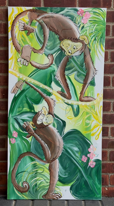 LARGE JUNGLE MONKEY ORIGINAL PAINTING SCHOOL NURSERY DAYCARE KINDERGARTEN KIDS 3