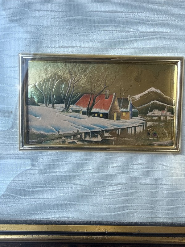 2 VTG Miniature Italian Framed Chromolithographs 23K Gold Leaf Artist Creation gallery