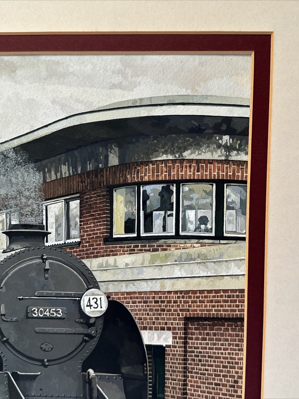 VINTAGE TRAIN PAINTING RAILROAD REALISTIC REALISM ILLUSTRATION ORIGINAL MARSHALL gallery
