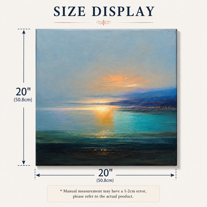 Original Hand Painted Lake Sunset Landscape Oil Painting 20x20 Canvas Art gallery