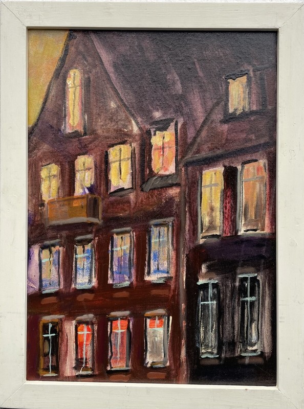 Expressionist Alex Franci 1947 Home IN Evening Light Kopenhagen Denmark Oil