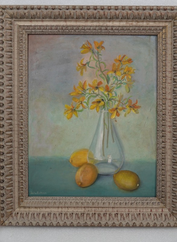LEILA S SULLIVAN SANTA CRUZ CALIFORNIA OIL PAINTING FLORAL FLOWERS STILL LIFE