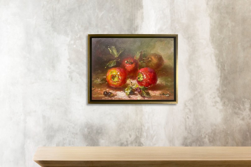 Hungryartist -Original Oil Painting of Still-Life Fruits on Canvas 12x16 Framed gallery