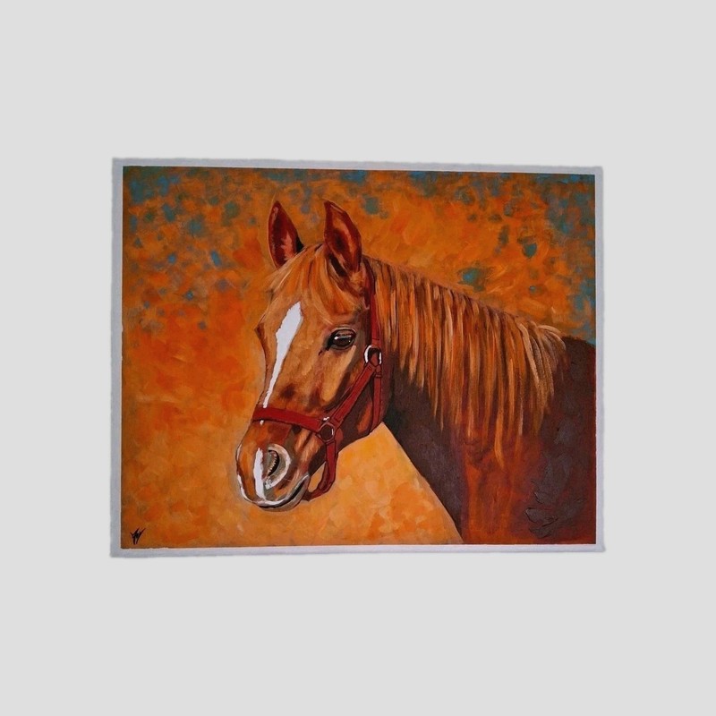 red horse original painting , abstract style , caballo , wall art , 16×20 canvas