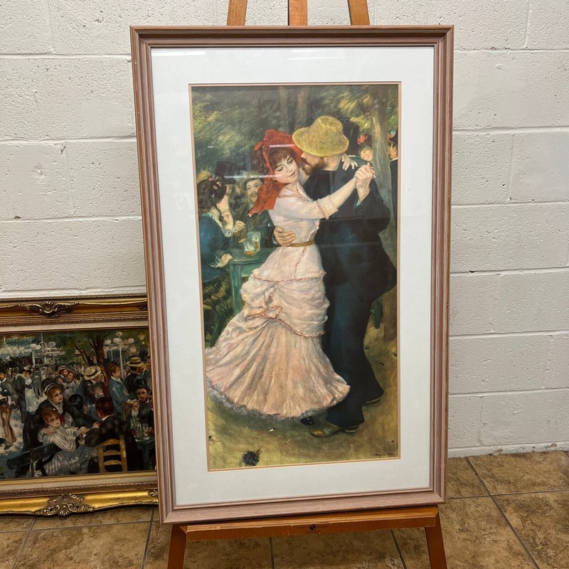 color lithograph print, framed, Auguste Renoir, Country Dancing, signed