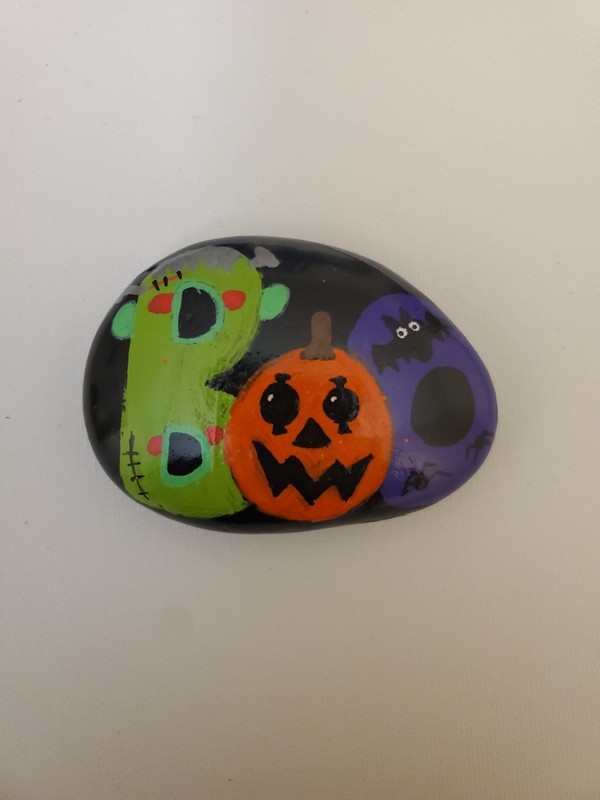 hand painted Boo Halloween collectible gifting ideas pebble stone
