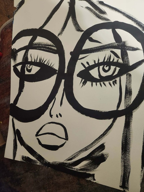 Abstract Woman Modern Unique Bold Art Acrylic Mixed Media Paper 12X16 gallery