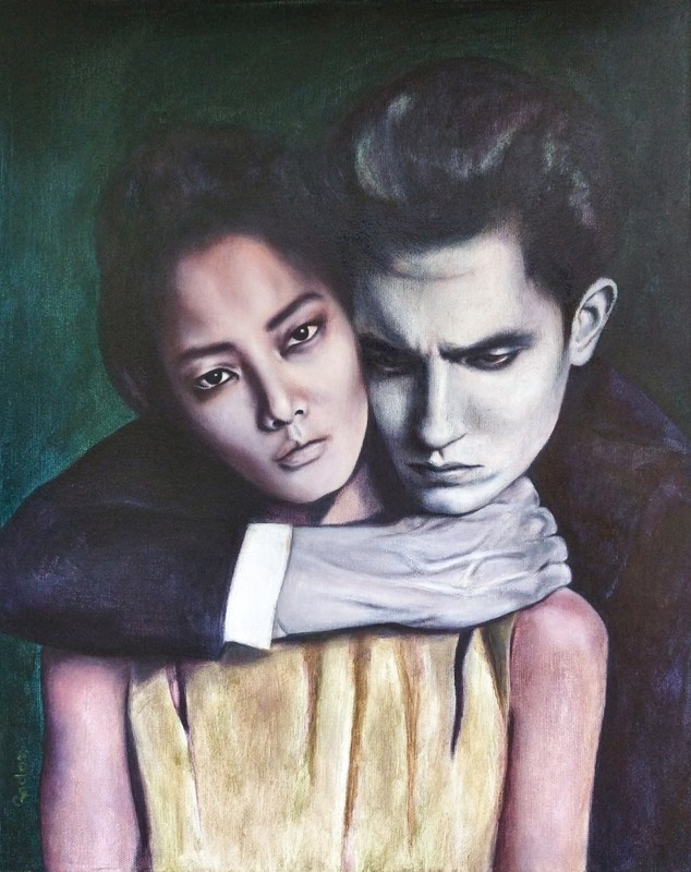 Acrylic Painting Couple Portrait Figurative Emotional Psychological Intimacy Art