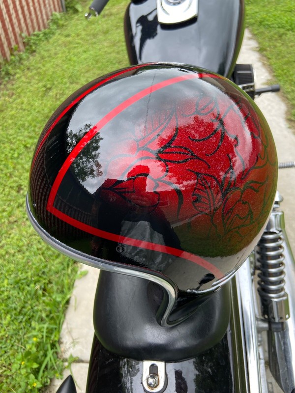 Custom Painted Motorcycle Helmet pinstripe roses