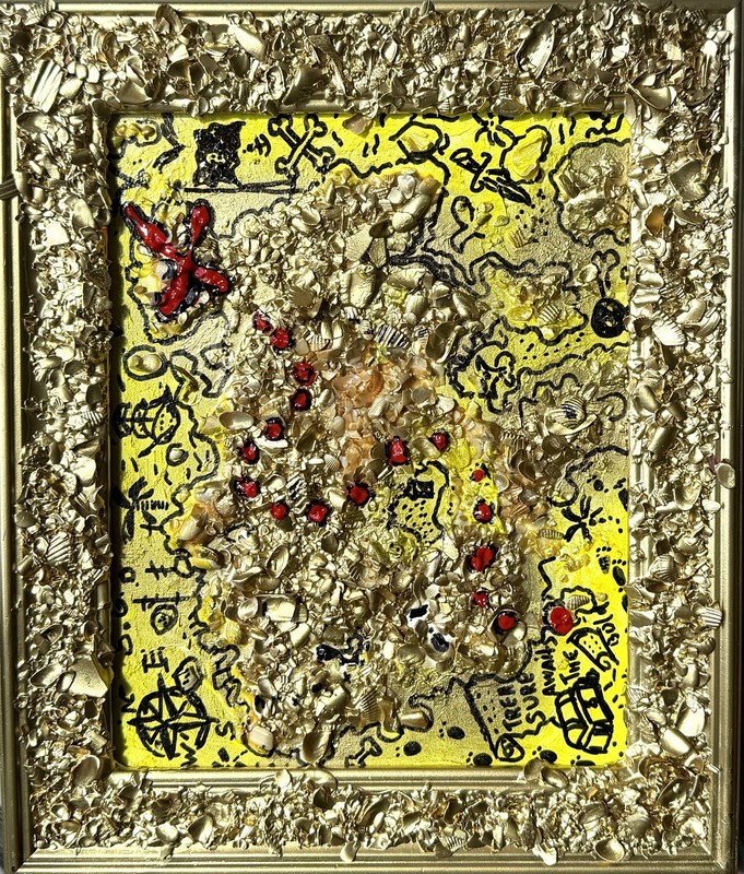 Serg Graff «The Pirate Gold Map Original Mixed Media Shell Painting Treasure Art