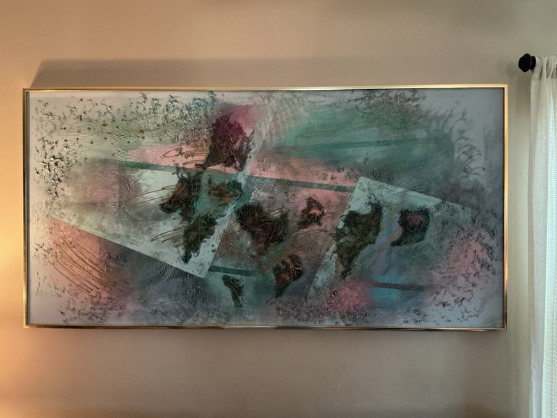 Lee Reynolds Original Signed Abstract Painting 61×30 Framed Signed