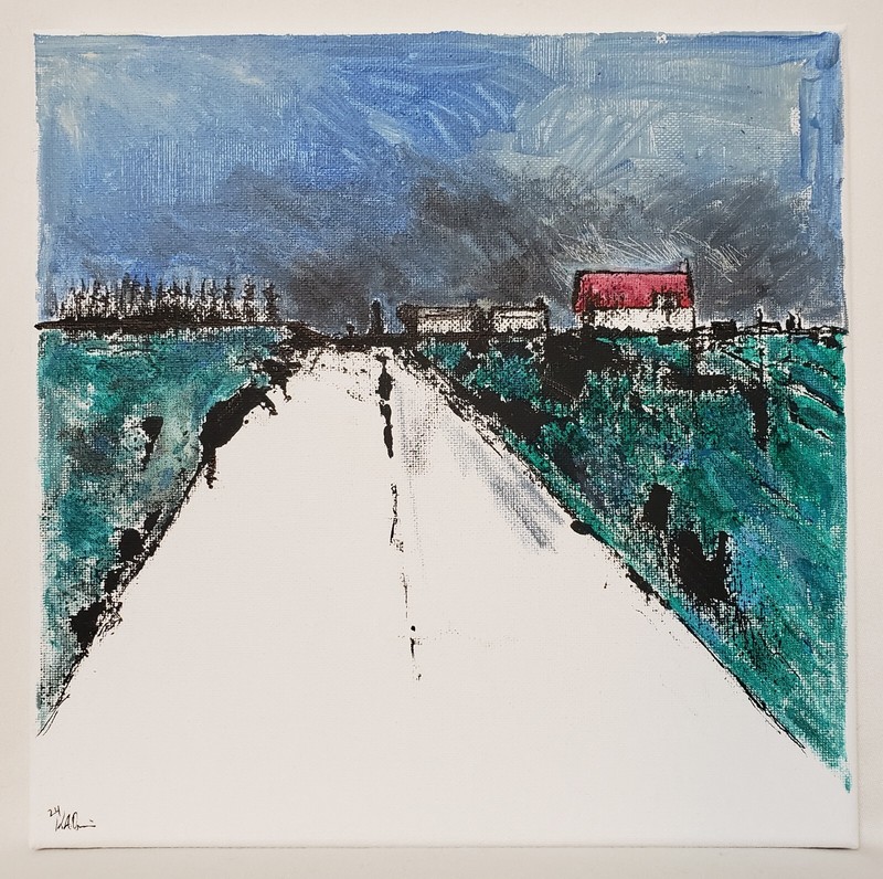 No.631 Original Abstract Modern Minimal Landscape Painting By K.A.Davis