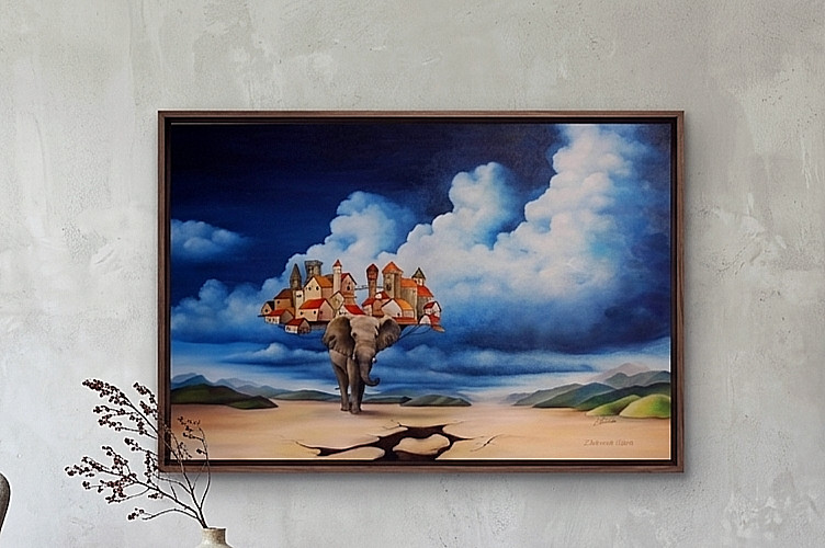 «Volition» Original Oil Painting by Zhanna Ilieva | 40x60cm Elephant Surrealism
