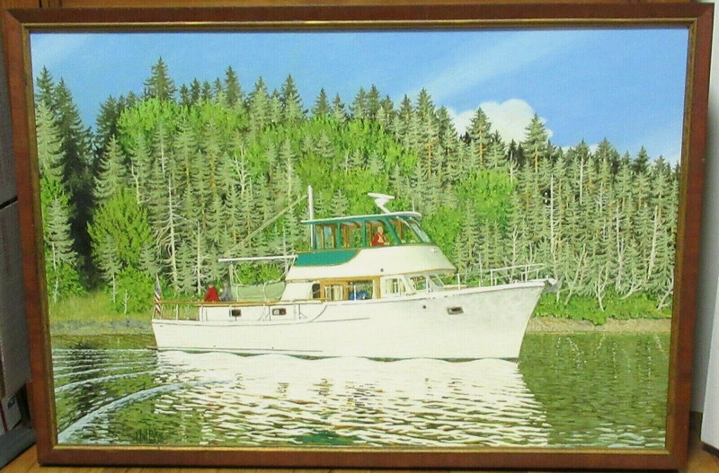 PHIL FAKE WILLAMETTE RIVER SCENE OREGON ORIGINAL OIL CANVAS LANDSCAPE PAINTING