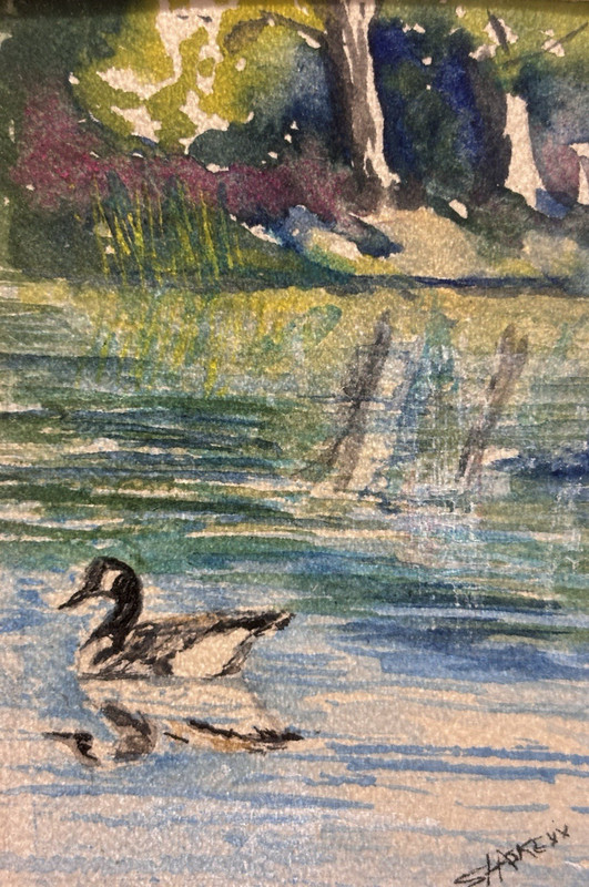 Canada Goose On Pond Signed Painting, Rare Vintage Art Nature Decor Gifts