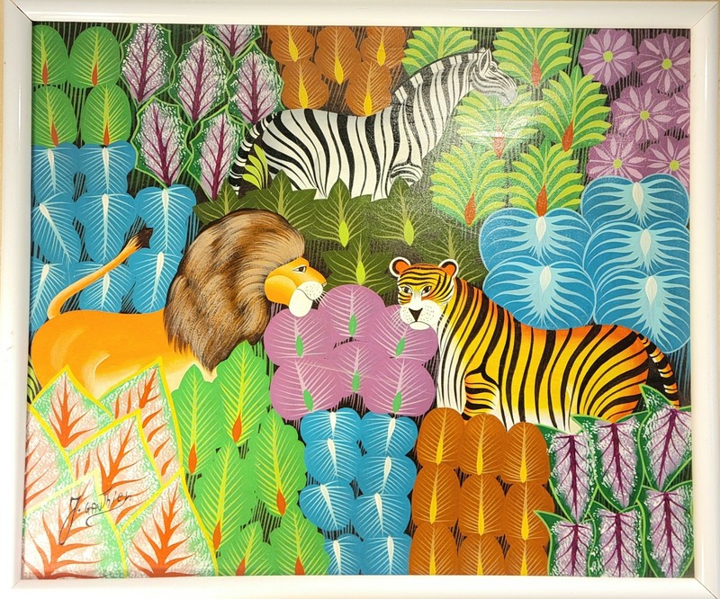 Joel Gauthier, Prominent Haitian Artist – Spectacular Original Painting 25″x21″