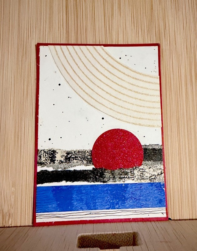 Original ACEO Abstract Collage Red Horizons No. 2 Mixed Media OOAK Art gallery