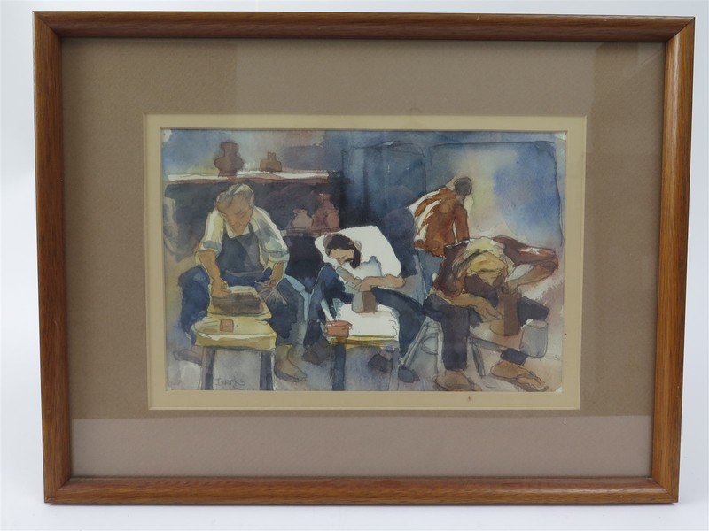 Original Framed Watercolor Painting Larry Iwerks 16.75″ Wide x 12.75″ Tall