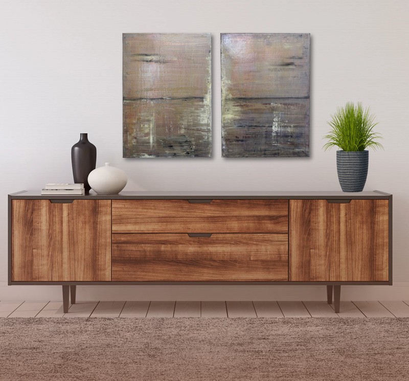 Abstract Wall Art Contemporary Original Seascape Paintings «Tranquility» Set …