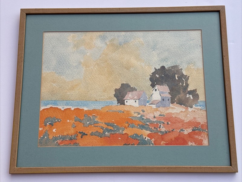 ANTIQUE CALIFORNIA COASTAL PAINTING HOME BEACH IMPRESSIONISM POPPIES LANDSCAPE