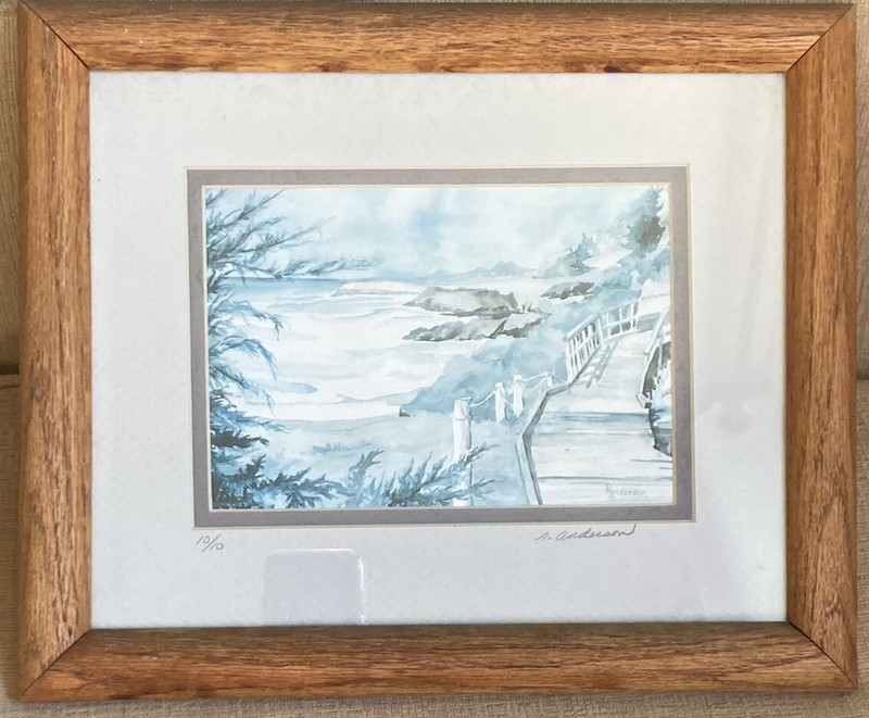 Framed Matted Watercolor Signed Ocean Coastal Art R. Anderson Ltd Ed Print 10/10