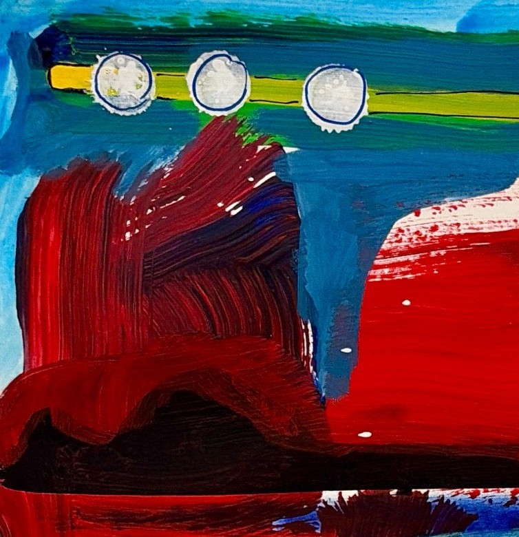 Sloog Original Art Abstract Expressionism Painting on Paper 11x14 3 Dots gallery