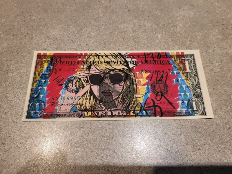 U.S 1 dollar bill Real Pop Art Original Signed Death NYC Taylor Swift 1989 Rare