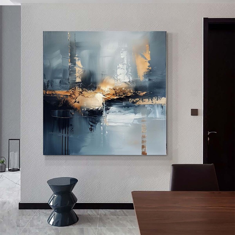 Large Wall Art Gray Abstract Painting City Painting For Living Room Home Decor