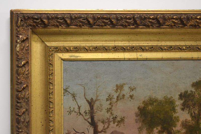 Original Landscape painting by unknown artist in antique gold frame gallery