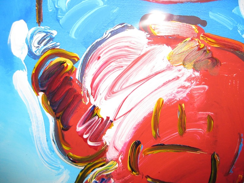 PETER MAX "UMBRELLA MAN" MIXED MEDIA with acrylic on paper COA included gallery