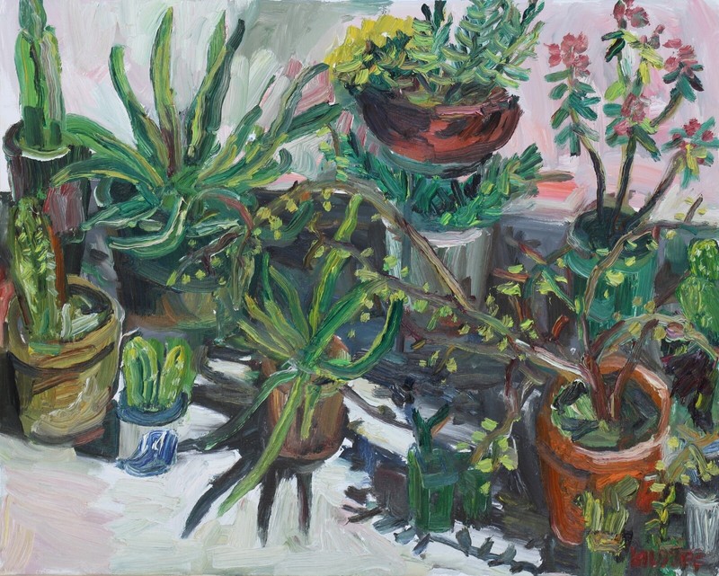 Succulent Plants Oil on Canvas Plein Air Impressionism 24″ x 30″ John Kilduff
