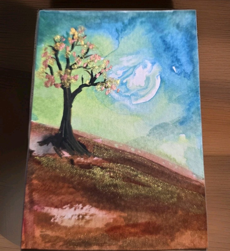 ACEO Original Watercolor Painting, 2.5 × 3.5 in, Nature, ShineGoldenArt gallery