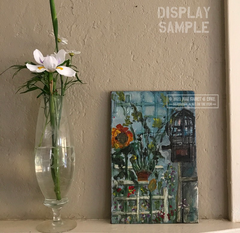 Birds + Flowers in Greenhouse 2021 C Peterson * Original Oil Painting * textural gallery